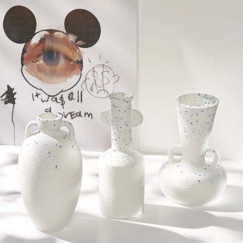 Contemporary Modern White Ceramic Porcelain Handmade Tabletop Flower Vase Nordic Home Decor