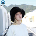 2026 New Design Winter Bucket Hats Soft Warm Fluffy Mink Fur Custom OEM Plush Caps for Women Unisex Daily Use Casual Letter