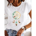 Custom Feather Patterns Short Sleeve Design Printing t Shirt for Girl Oversized O-neck Women Loose Fit Casual Tops Tee Shirt