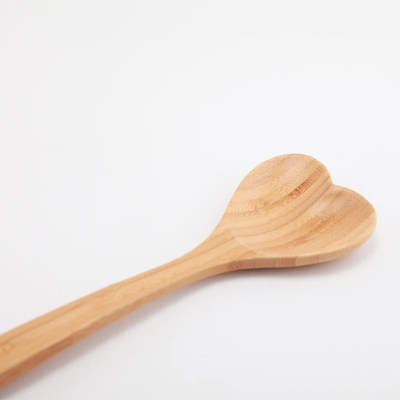 Personalized Eco-Friendly Modern Luxury Heart-Shaped Bamboo Serving Spoon for Honey & Coffee with DIY Logo Option