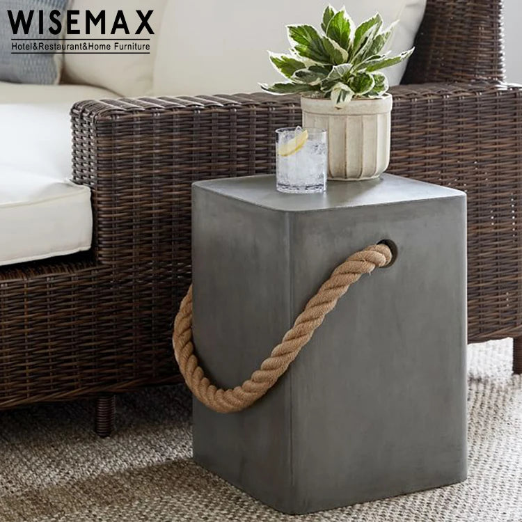 WISEMAX FURNITURE Modern Patio Garden Furniture Outdoor Coffee Table Concrete Chrome Cement Round Coffee Table for Cafe Hotel