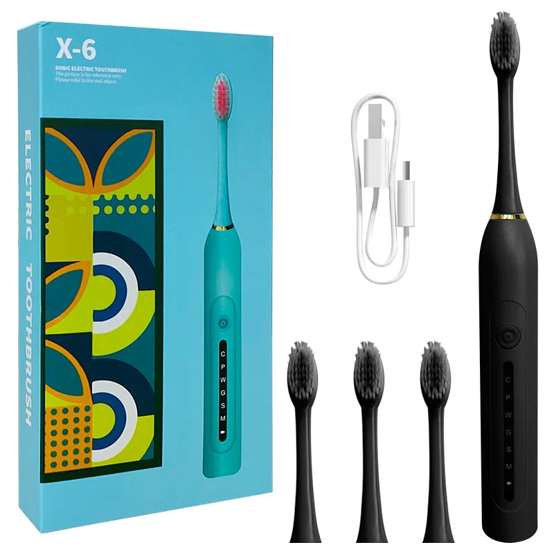 Rechargeable Electric Toothbrush Set IPX7 Waterproof Sonic Toothbrushes With 6 Modes Oral Care Toothbrush Electric Adult