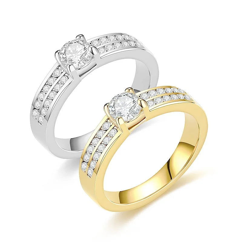 Fashion Zircon Titanium Steel Couple Ring for Men Women Wedding Jewelry Party Light Luxury Stainless Steel Couple Diamond Ring