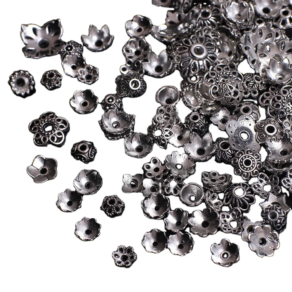Wholesale Silver Alloy Spacer Bead Hat Charm Antique Style Flower Hat for DIY Jewelry Making Accessories