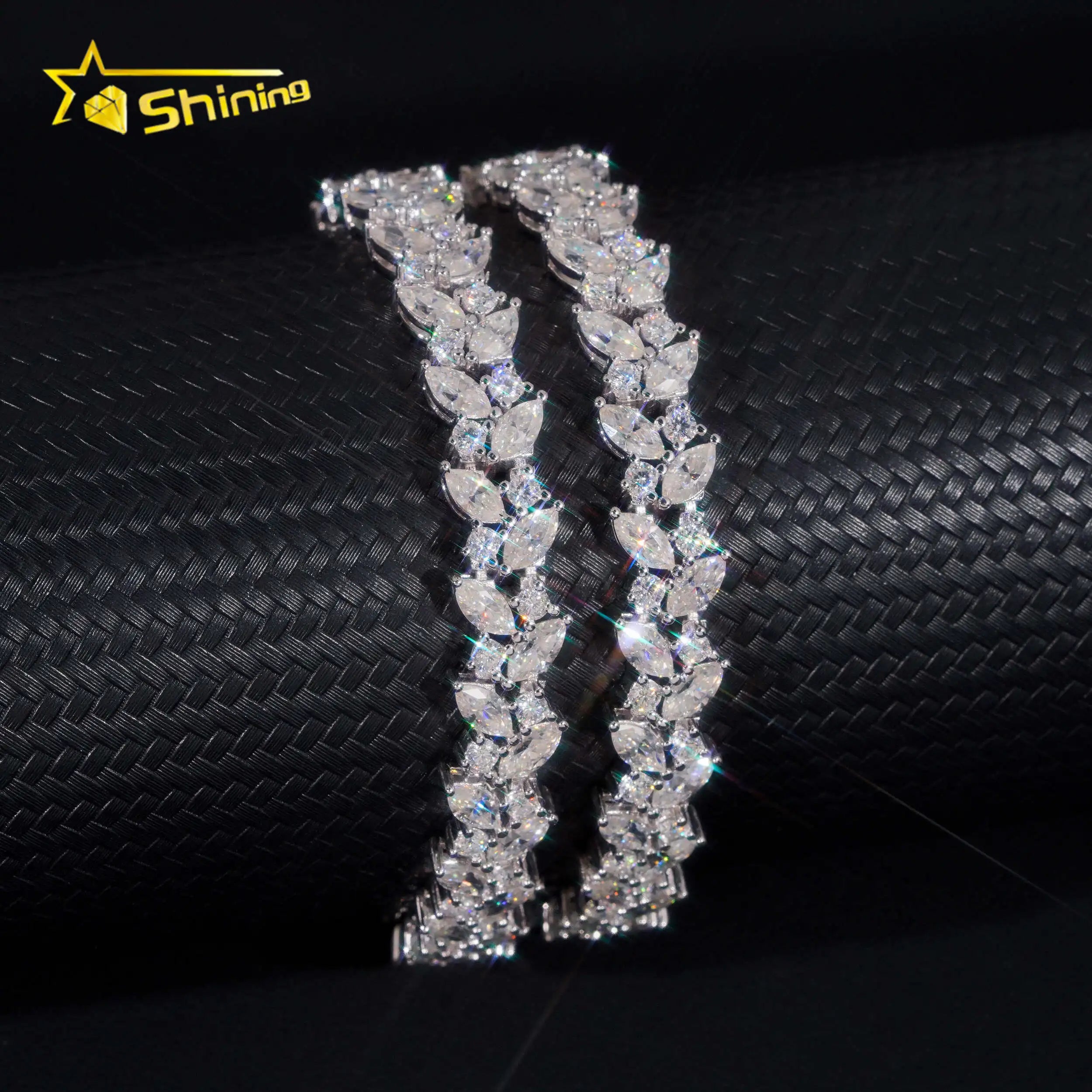 New Arrival Iced Out Moissanite Bracelet Pass Diamond Tester 925 Silver Fancy Cut Moissanite Tennis Bracelet Women Fine Jewelry