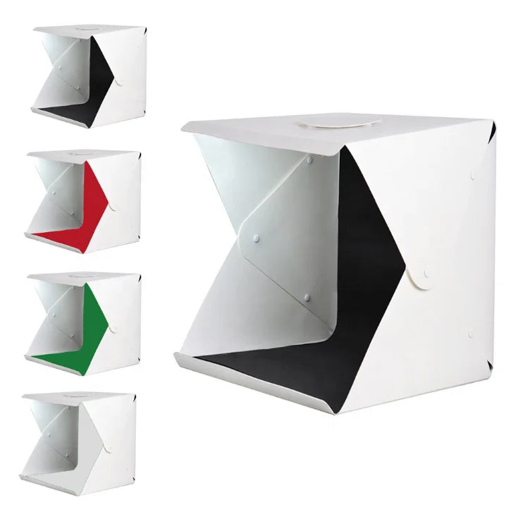 Photo Studio Light Box Photography Lighting Kit Led Lights 4 Colors Backdrops