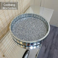 Sparkle Crushed Diamond Decoration Silver Mirror Glass Large Tray