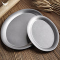 Vintage Frosted Oval 304 Stainless Steel Dinner Plate for Cafe Dessert Cake Fruit Salad Tray Camping Outdoor Plate Set