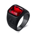 Stainless Steel Red Diamond Ring Black