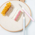 Plastic Adjustable Embroidery Stitching Punch Needle Metal Components 3 Replaceable Needles (2.5/3.5/5mm) Light Purple/Grey