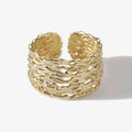 925 Silver Ring for Women Simple Irregular Geometric Texture with Opening Chunky Rhodium Plated Stackable Style for Anniversary
