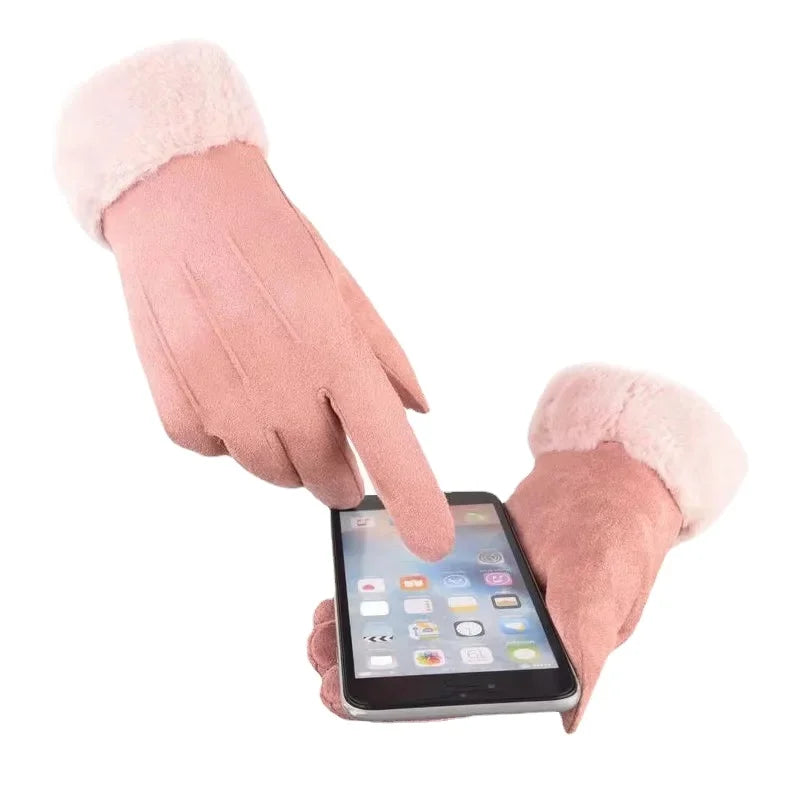 Sample Support Exquisite Embroidery Autumn and Winter Velvet Warm Gloves Skin Friendly Touch Screen