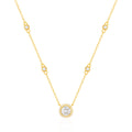 Fashion Necklace Jewelry 925 Sterling Silver 18K Gold Plated Round Gemstone Zircon Pendant 925 Silver Chain Necklace for Women