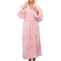 Plush Microfiber Fleece Bathrobe Custom Coral Fleece100% Polyester Bathrobe Spa Robe pink Bath Robe Custom Winter Bathrobe