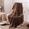 Bw Wholesale Fashion 100% Cotton Knitted Leopard Jacquard Throw Blanket for Sofa