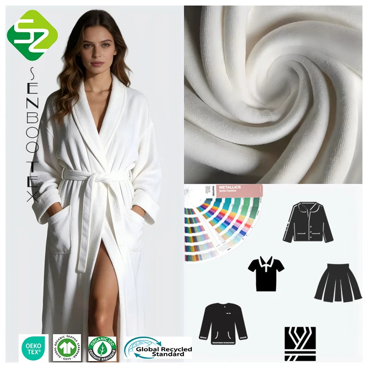 Oekotex GOTS Certified Combed Weft Organic Cotton Velour Fabric Eco-Friendly Anti-UV Breathable Soft Customizable Density Toys