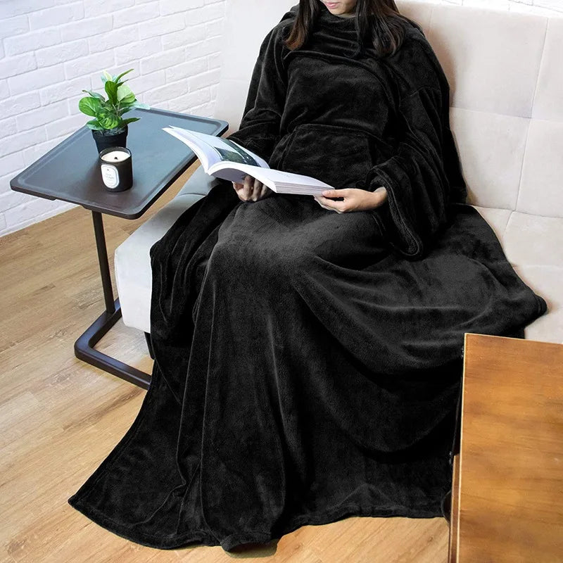For Women and Men Super Warm and Cozy Woven 100% Microfiber European Style Big Blanket Hoodie Wearable Blanket