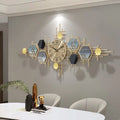 Creative Luxury Metal Wall Art Clock Big Silent Single Face Abstract Needle Display Traditional Design Style for Home Decor