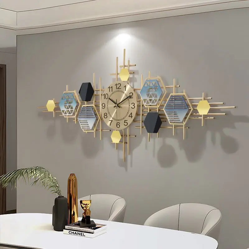 Creative Luxury Metal Wall Art Clock Big Silent Single Face Abstract Needle Display Traditional Design Style for Home Decor