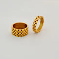 Dazan Autumn Winter New Ins Trendy 18k PVD Gold Plated Stainless Steel Watchband Vintage Super Shine Ring Cowboy Couple Jewelry