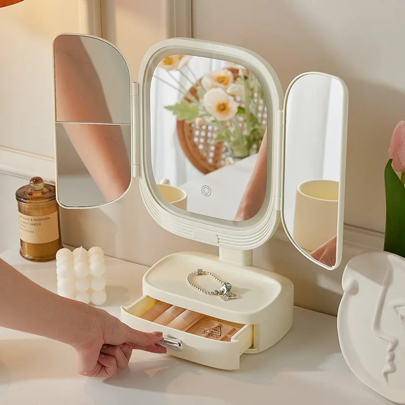Makeup Customized Logo Cosmetic Mirror Private Label Standing Mirrors Different Shapes Desktop Cute Silver
