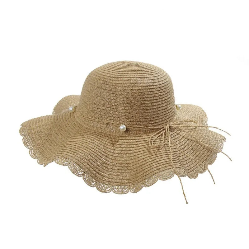 WoZhen Pearl Woven Sun Caps Beach New Summer Hats Ral Straw for Woman Collection 2023