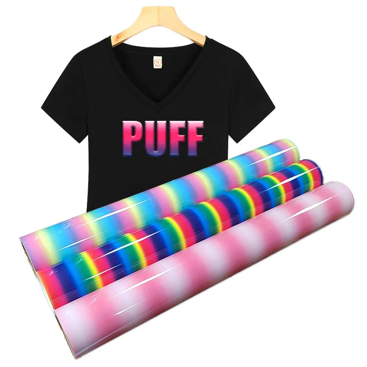 Customized Iron on Glowing in Dark Color Changing Gold 5ft Roll A3 Foam Paper Film Cut Metal Htv 3d Puff Heat Transfer Vinyl