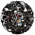 50PCS Cool Gothic Art Decals Moon Planet Skeleton Fashional Black and White Sticker