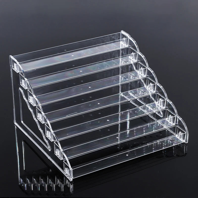 Custom Clear Step Tabletop Detachable Acrylic Nail Polish Display Stand Sunglasses Holder Counter Lipstick Display Rack 7Tiers