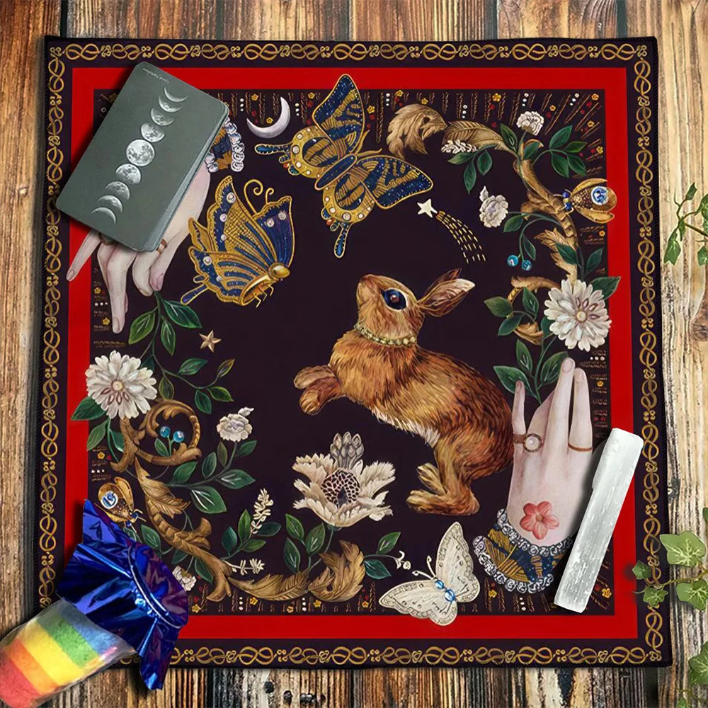 Triple Moon Altar Cloth Alter Cloth Tarot Tablecloth Flower Wicca Tarot Mat Decor for Spread Witchy Cottage Core Cottagecore