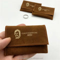 Small Brown Velvet Suede Jewelry Ring Pouch With Flap
