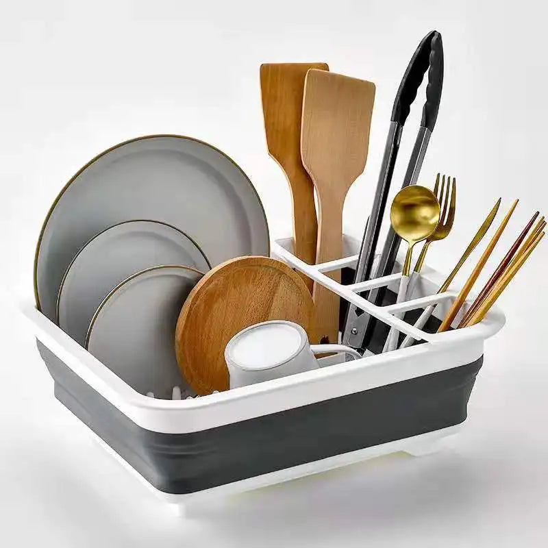 Collapsible Drying Dish Storage Rack Dish Drainer Dinnerware Basket for Kitchen RV Campers Portable Dinnerware Organizer