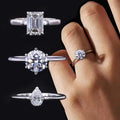 Starsgem Simple Style Ring 14k White Gold 1ct 1.5ct Round  Emerald Moissanite Gemstone Engagement Ring