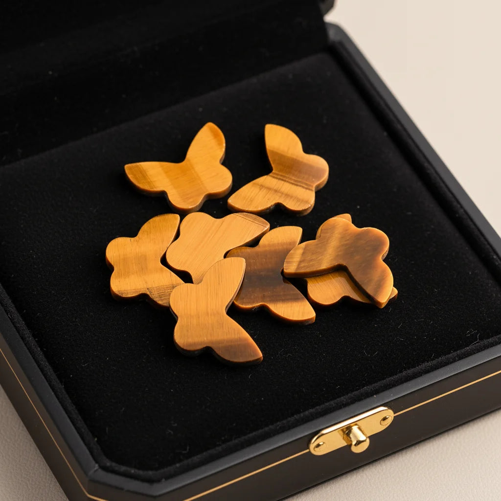 Natural Tiger Eyes Mass-produced Custom-sized High-quality Butterfly-shaped Flat Back Gemstones Suitable for Jewelry Design