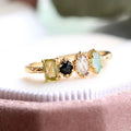 Gemstone Rings for Women Natural Peridot Corundum Labradorite Amazonite Ring 925 Sterling Silver Gold Vermeil Jewelry LAMOON