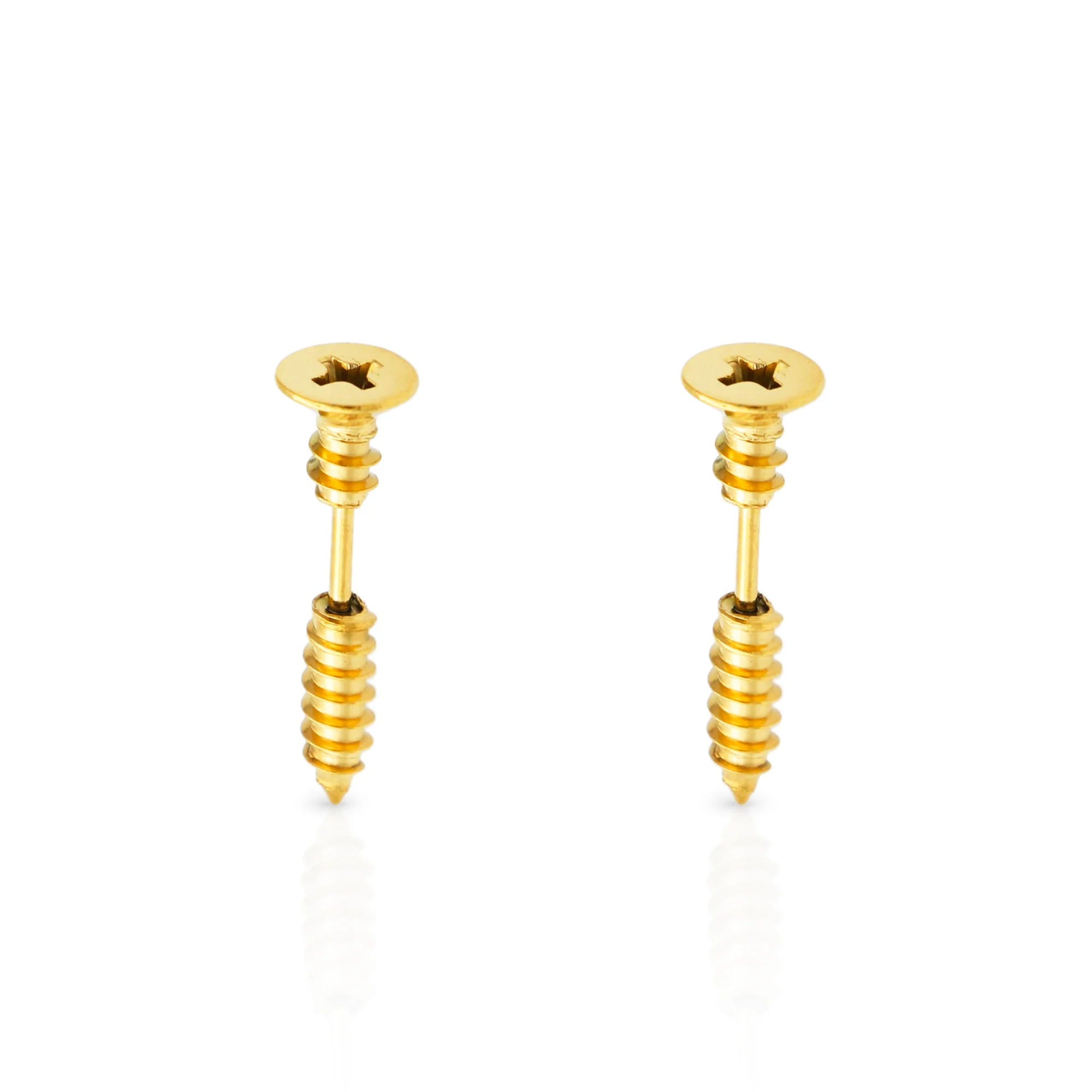 Chris April New Design in Stock 316L Stainless Steel PVD Gold Plated Simple Screw Piercing Stud Men Earrings
