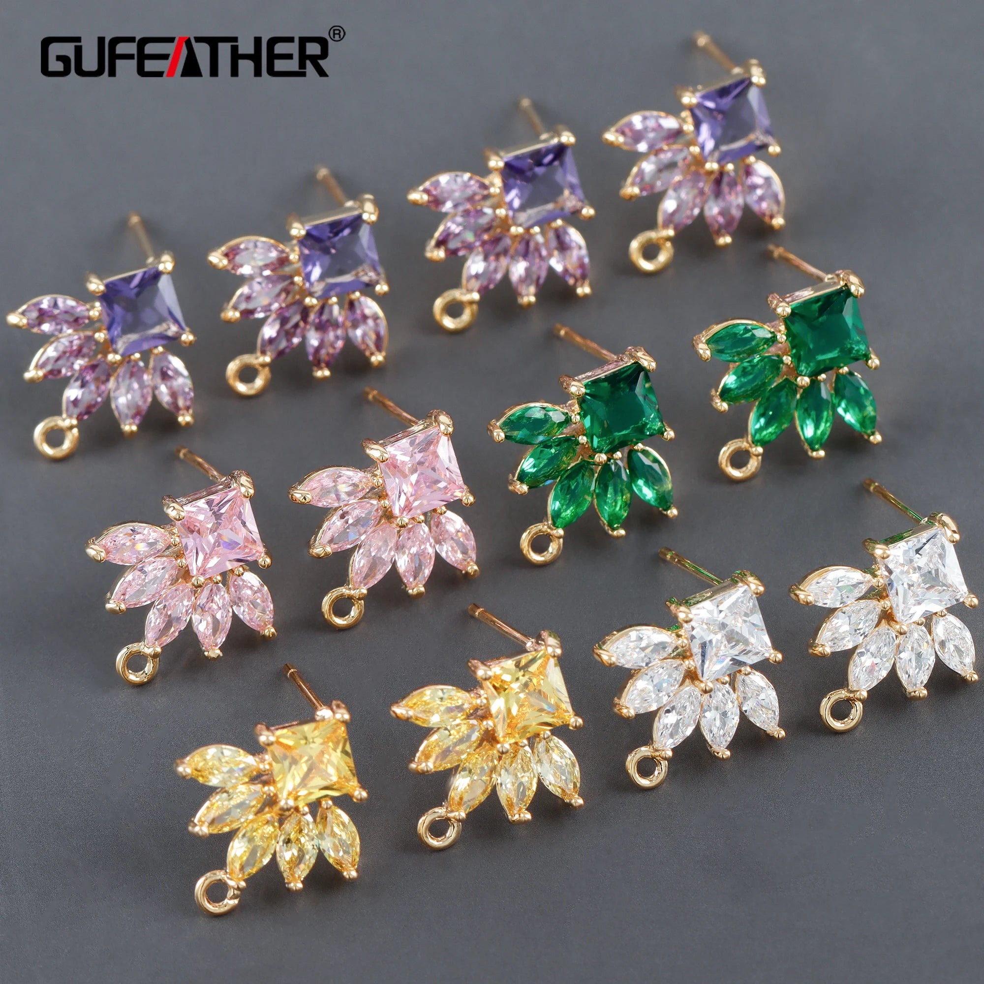 M1123   Jewelry Accessories18k Gold Platedcopperzirconspass REACHnickel Freemaking Findingsdiy Earrings10pcs/lot