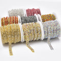 Factory Wholesale 3 Rows of Two Small One Large Crystal Gold Bottom Claw Rhinestone Chain Diy Clothing Decoration Accessories