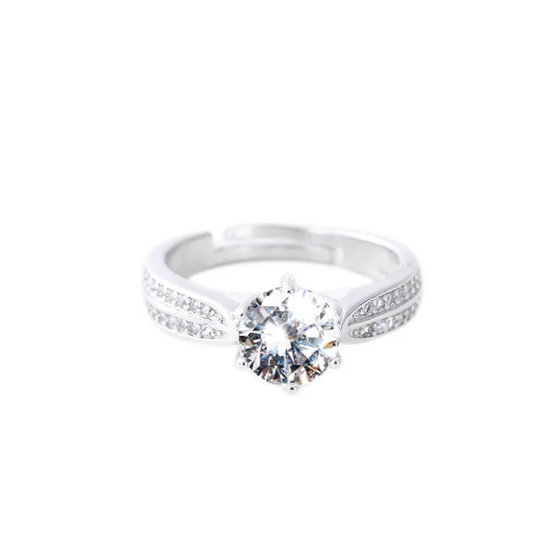 S925 Sterling Silver Inlaid Diamond Ring Japanese and Korean Personality Hipster Students Fresh Creative Opening Ring