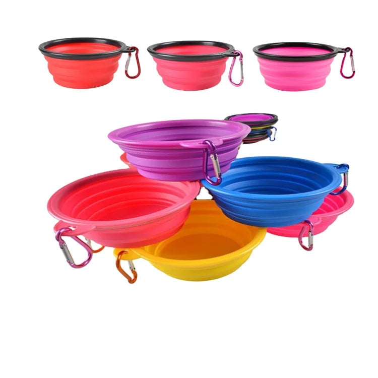 Collapsible Silicone Dog Bowl Foldable Expandable Cup Dish for Small Pet Cat Food Water Feeding Travel Bowl for Camping
