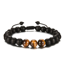 Unisex Vintage Tiger Eye Stone Obsidian Matte Woven Bracelet Football Fashion Charm Bracelets for Children Adults for Wedding