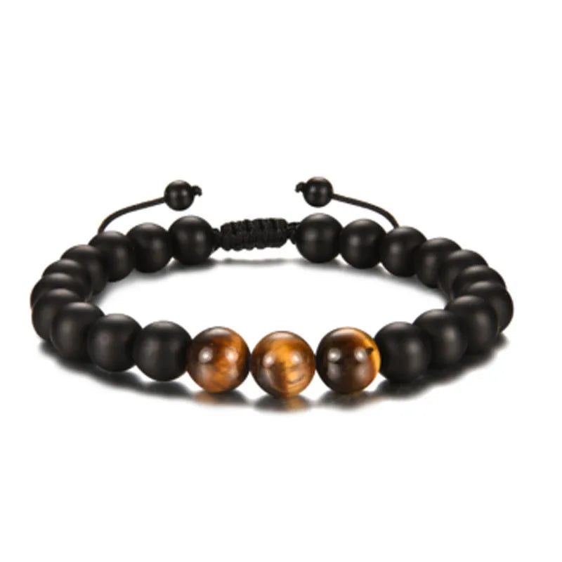Unisex Vintage Tiger Eye Stone Obsidian Matte Woven Bracelet Football Fashion Charm Bracelets for Children Adults for Wedding
