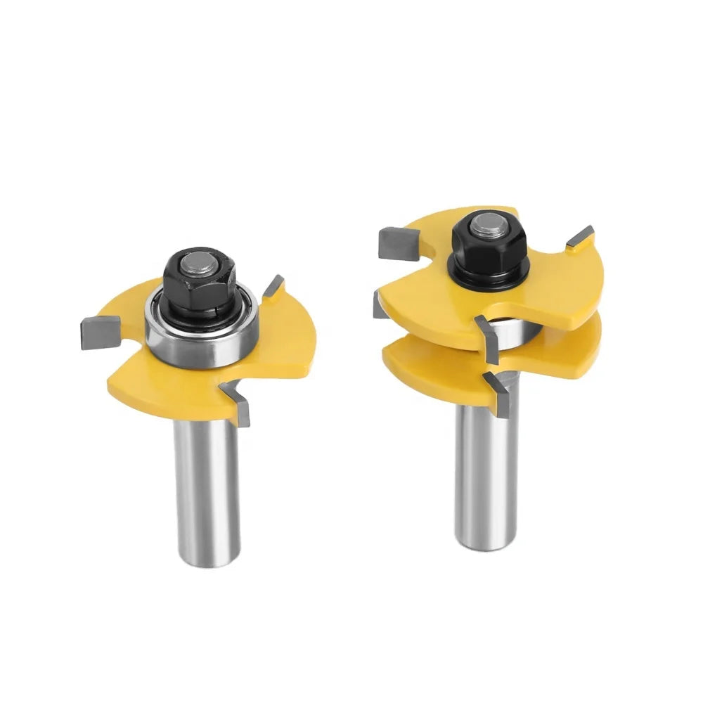 2pcs 12MM 1/2" Shank Tongue & Groove Joint Assemble Router Bits 3/4" Stock T-Slot Tenon Milling Cutter for Wood Woodworking