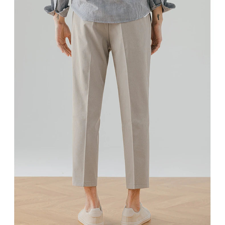 Nine-point Suit Trousers Men's Self-cultivation Plus Velvet Trousers Men's Business Casual Solid Color  Pants