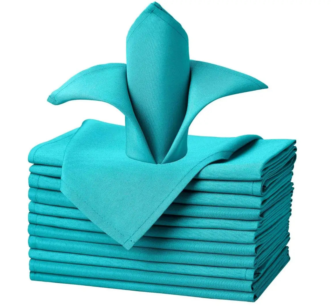 Blue Linen Napkin Square 21 Inch Washable Plain Polyester Highly Absorbent Event Dinner Napkins Soft Wedding Table Cloth Napkins