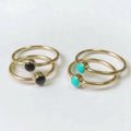 Vintage 4MM Turquoise Stone Ring Women Jewelry 1.5mm Thick Gold Filled Ring