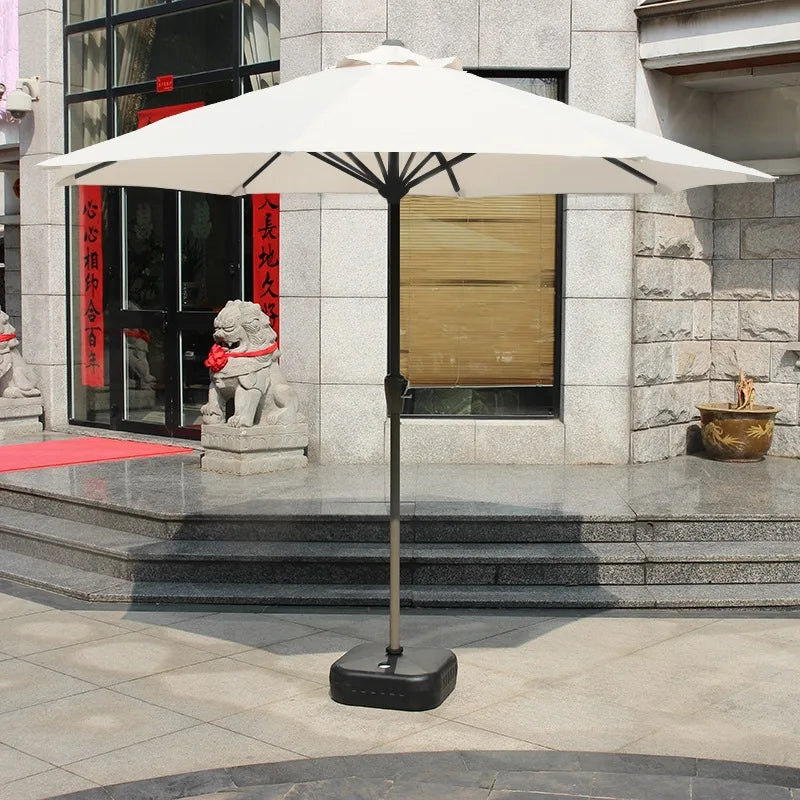 FEAMONT 9ft Round Hand Crank Solar Umbrella Outdoor Patio Garden Umbrella With Tilt Spot Commodity for Beach Use