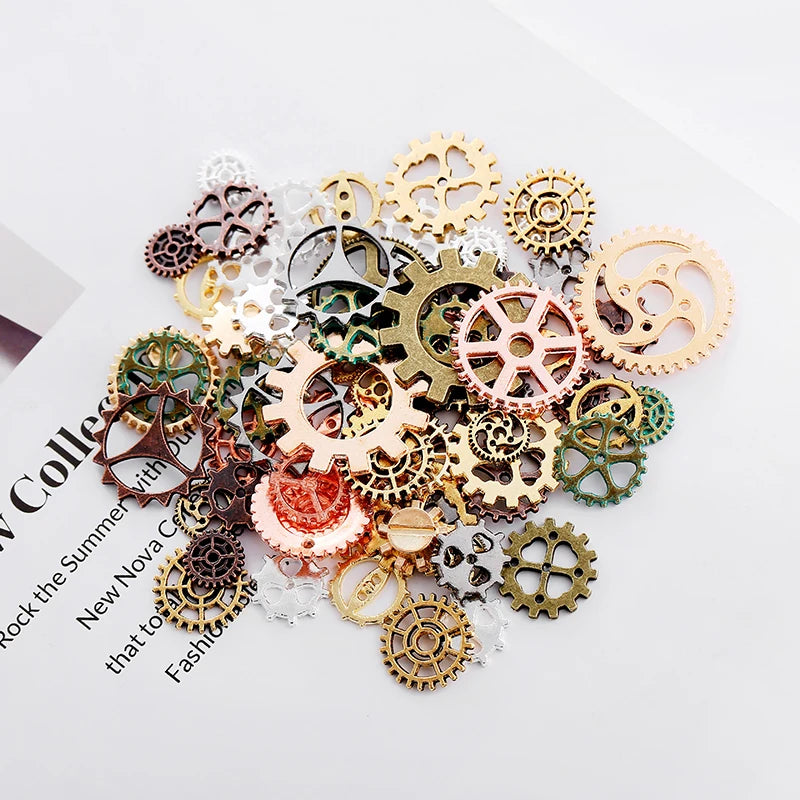 New 50g 10 Color Small Size 8-25mm Zinc Alloy Mix Alloy Mechanical Steampunk Cogs & Gears Diy Accessories