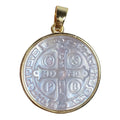 Religious Round Jesus Cross Necklace Pendant Mother of Pearl Shell Women Diy Jewelry Accessories