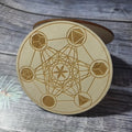 Wooden Crystal Chakra Reiki Healing Grid Plate Platonic Solids Sacred Geometry Crystals Symbol Board